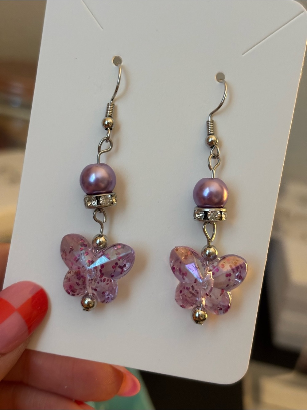 Pink Butterfly Drop Earrings - Women Jewelry